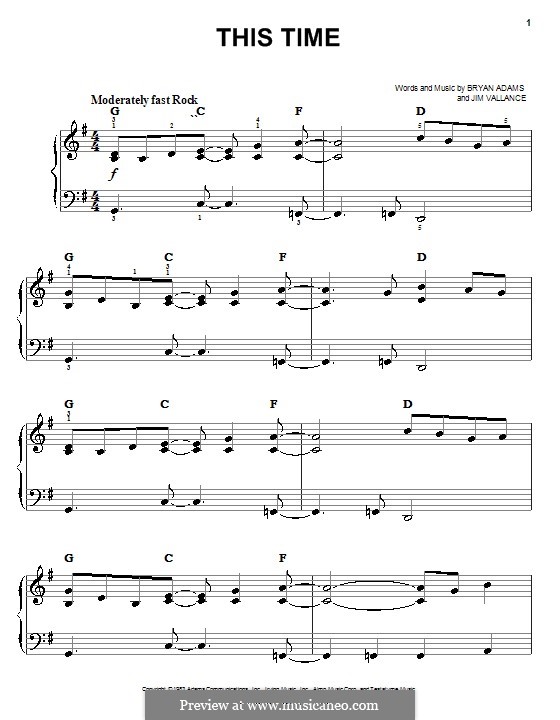 This Time: Einfache Noten für Klavier by Jim Vallance