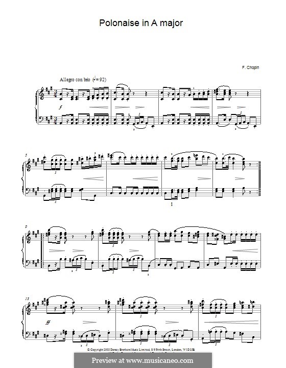 Polonäsen, Op.40: Nr.1 für Klavier in A-Dur (Noten von hoher Qualität) by Frédéric Chopin