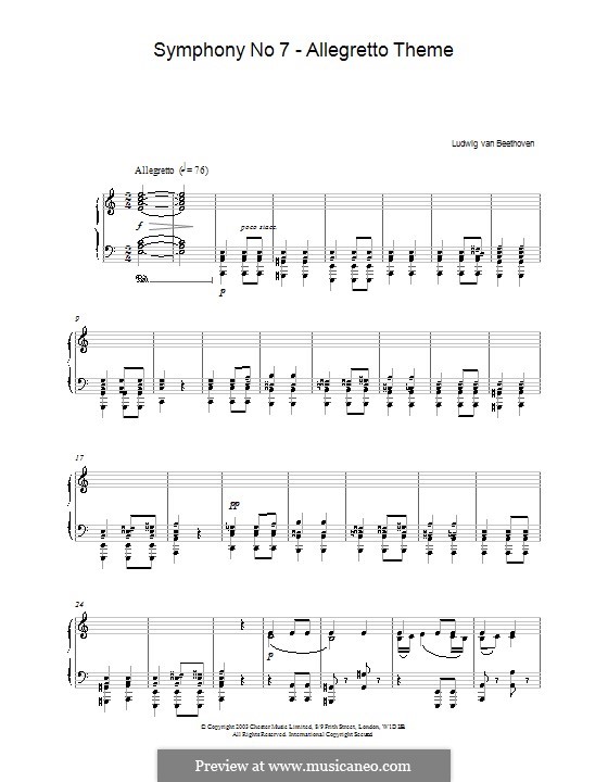 Movement II (Printable scores): Thema. Version für Klavier by Ludwig van Beethoven