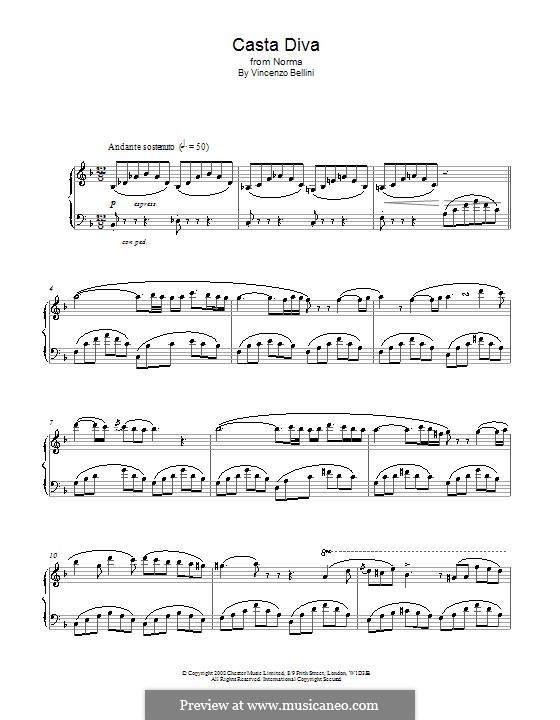 Casta diva: Für Klavier by Vincenzo Bellini