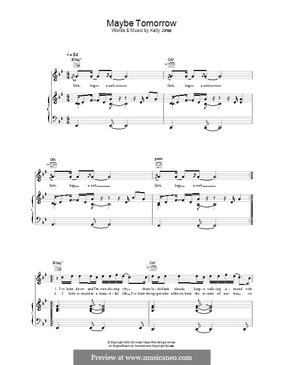 Maybe Tomorrow (Stereophonics): Für Stimme und Klavier (oder Gitarre) by Kelly Jones, Richard Jones, Stuart Cable
