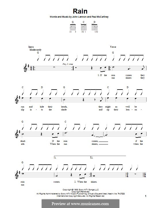 Rain (The Beatles): Für Gitarre (mit Schlagmuster) by John Lennon, Paul McCartney