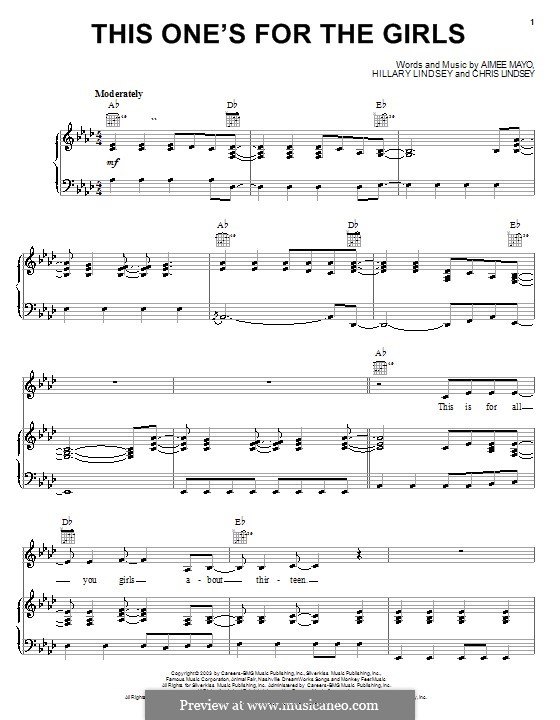 This One's for the Girls (Martina McBride): Für Stimme und Klavier (oder Gitarre) by Aimee Mayo, Chris Lindsey, Hillary Lindsey