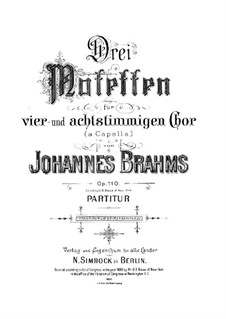 Drei Motetten, Op.110: Vollsammlung by Johannes Brahms