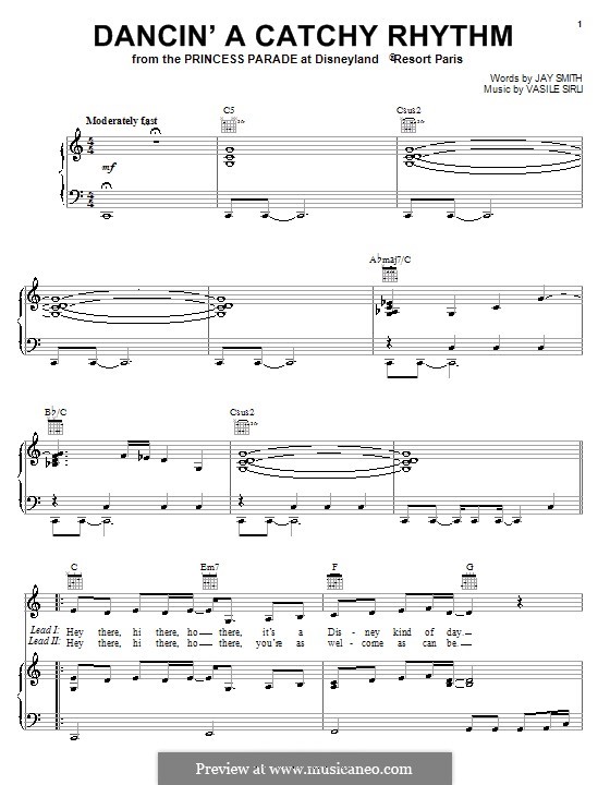 Dancin' a Catchy Rhythm (from the Princess Parade at Disneyland Paris): Für Stimme und Klavier (oder Gitarre) by Vasile Sirli