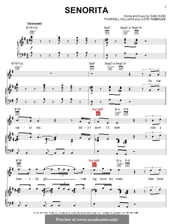 Senorita: Für Stimme und Klavier (oder Gitarre) by Charles Edward Hugo, Pharrell Williams