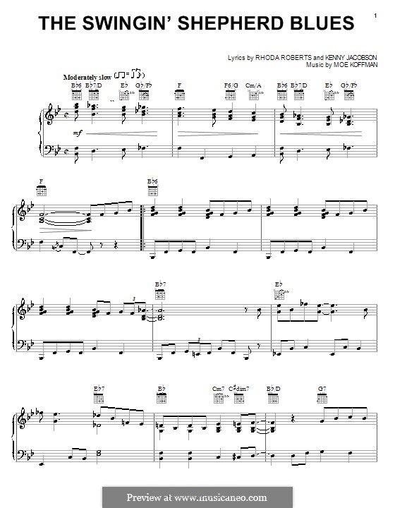 Swingin' Shepherd Blues: Für Stimme und Klavier (oder Gitarre) by Moe Koffman