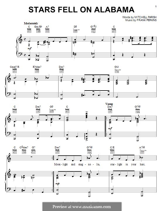 Stars Fell on Alabama (Benny Goodman): Für Stimme und Klavier (oder Gitarre) by Frank Perkins