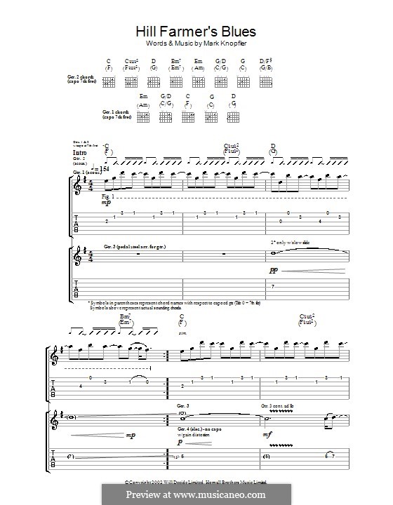 Hill Farmer's Blues: Für Gitarre mit Tabulatur by Mark Knopfler