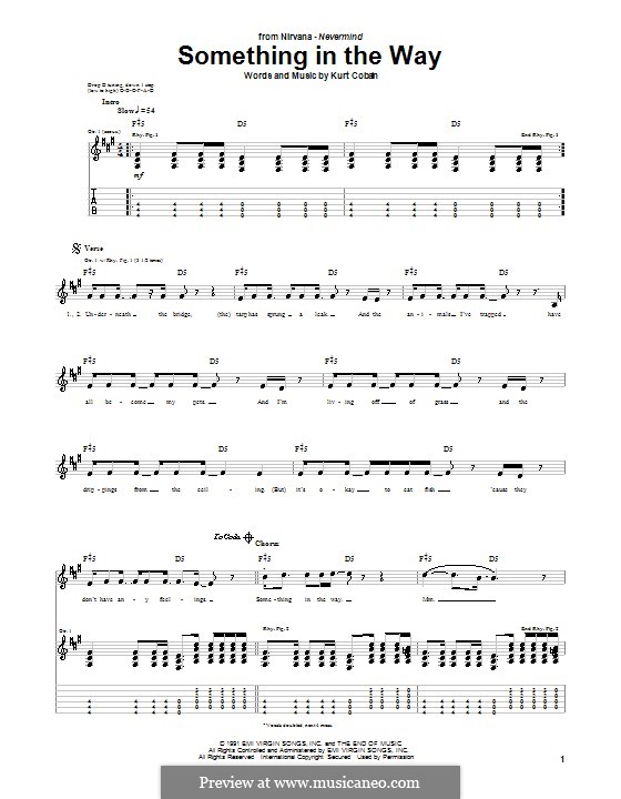 Something in the Way (Nirvana): Für Gitarre mit Tabulatur by Kurt Cobain