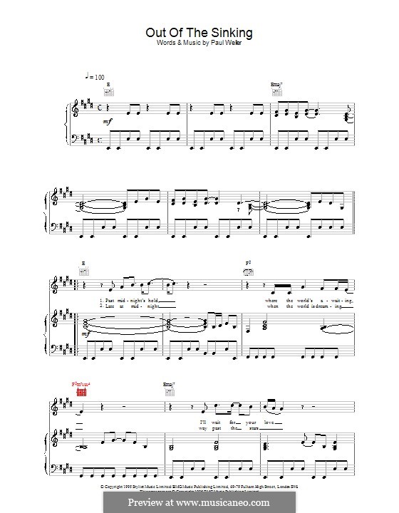 Out of the Sinking: Für Stimme und Klavier (oder Gitarre) by Paul Weller