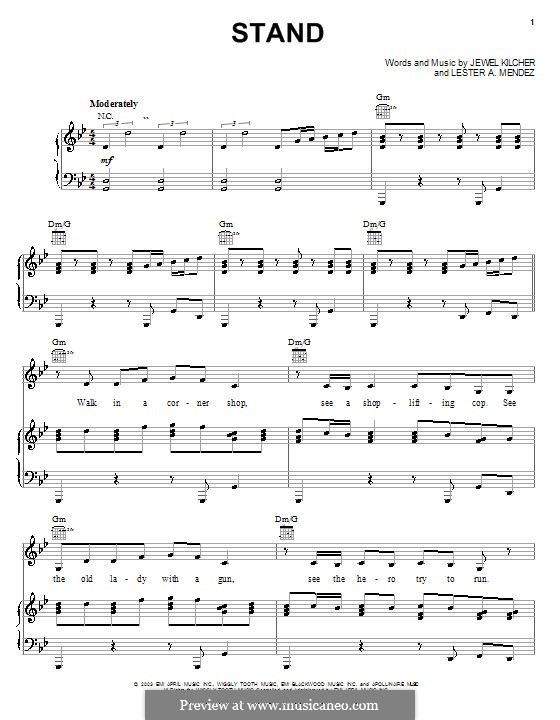 Stand (Jewel): Für Stimme und Klavier (oder Gitarre) by Jewel Kilcher, Lester A. Mendez