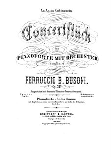 Konzertstück für Klavier und Orchester, BV 236 Op.31a: Vollpartitur by Ferruccio Busoni