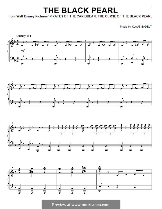 The Black Pearl (from Pirates of the Caribbean: The Curse of the Black Pearl): Für Klavier by Klaus Badelt