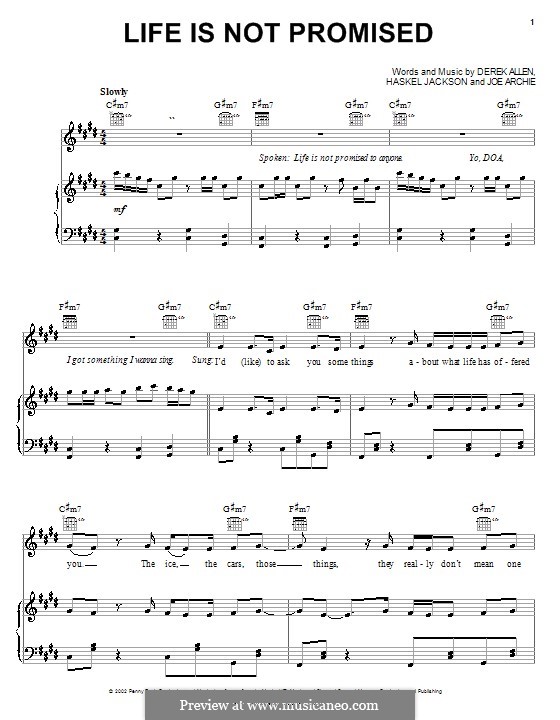 Life Is Not Promised (Smokie Norful): Für Stimme und Klavier (oder Gitarre) by Derek Allen, Haskel Jackson, Joe Archie