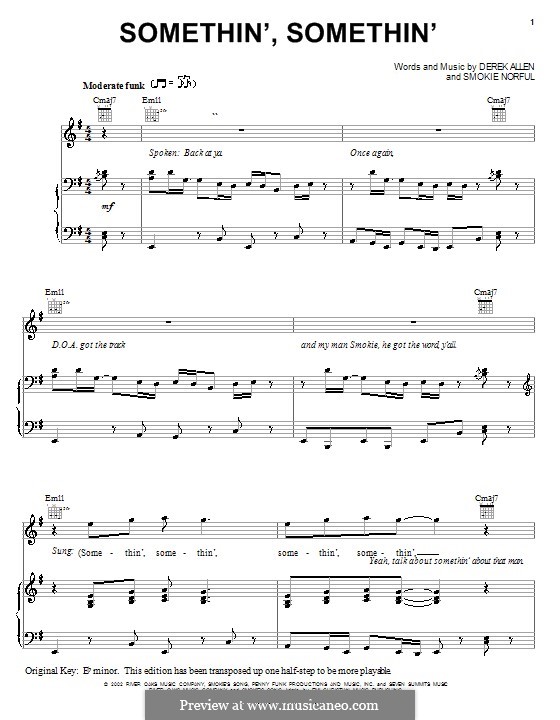 Somethin', Somethin' (Smokie Norful): Für Stimme und Klavier (oder Gitarre) by Derek Allen