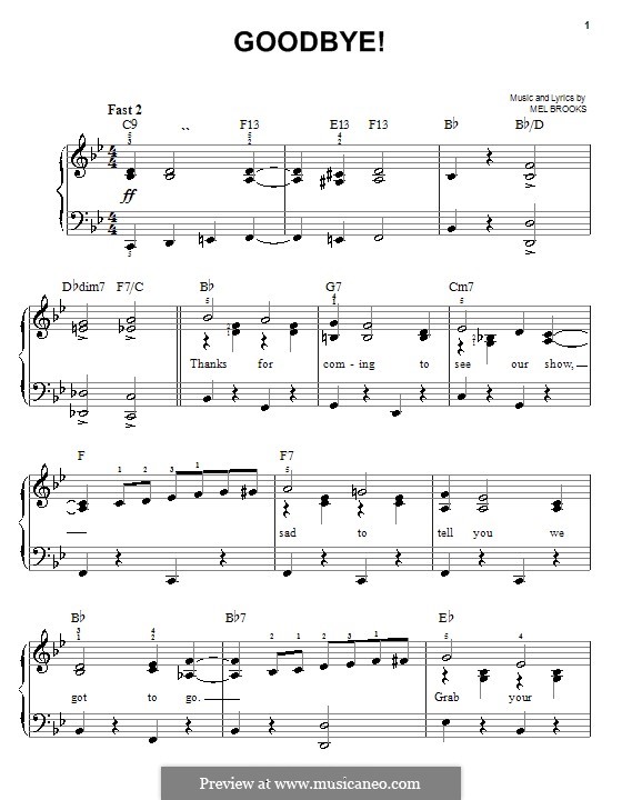 Goodbye!: Für Klavier, leicht by Mel Brooks