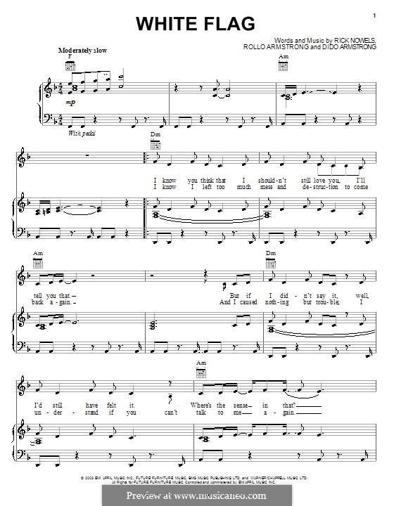 White Flag (Dido): Für Stimme und Klavier (oder Gitarre) by Dido Armstrong, Rick Nowels, Rollo Armstrong