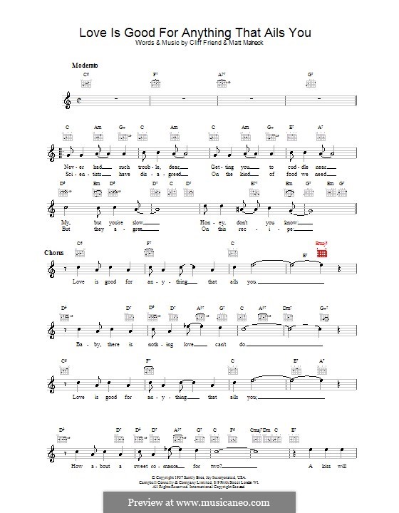 Love Is Good for Anything That Ails You (Artie Shaw): Melodie, Text und Akkorde by Cliff Friend, Matt Malneck