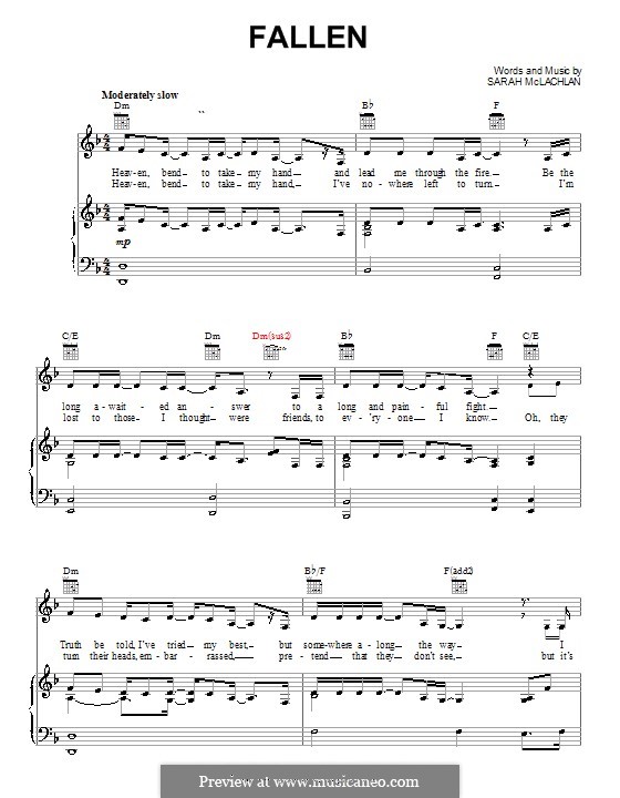 Fallen: Für Stimme und Klavier (oder Gitarre) by Sarah McLachlan