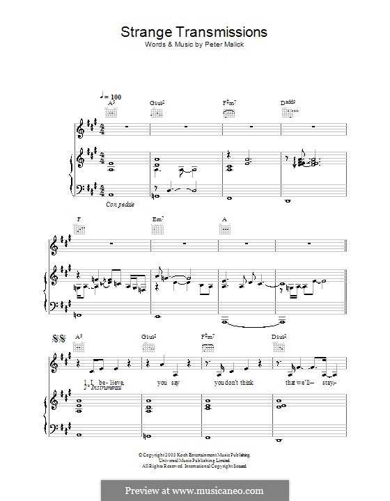 Strange Transmissions: Für Stimme und Klavier (oder Gitarre) by Peter Malick