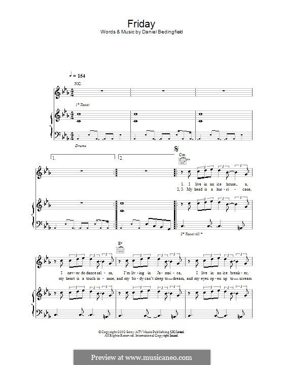 Friday: Für Stimme und Klavier (oder Gitarre) by Daniel Bedingfield