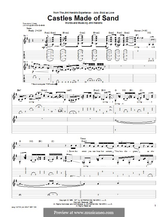Castles Made of Sand: Für Gitarre by Jimi Hendrix