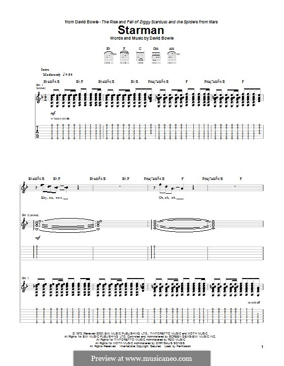 Starman: Für Gitarre mit Tabulatur by David Bowie