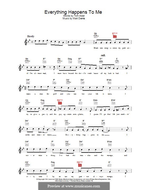 Everything Happens to Me (Frank Sinatra): Melodie, Text und Akkorde by Matt Dennis