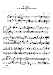 Serenade für Streichorchester, TH 48 Op.48: Walzer. Version für Klavier von T. Kirchner by Pjotr Tschaikowski