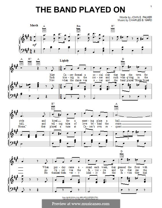 The Band Played on: Für Stimme mit Klavier oder Gitarre by Charles B. Ward