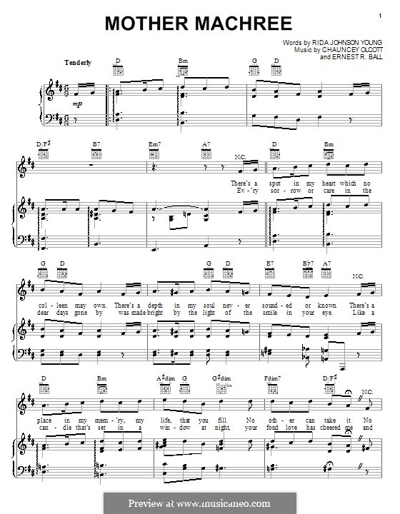 Mother Machree: Für Stimme und Klavier (oder Gitarre) by Ernest R. Ball, Chauncey Olcott