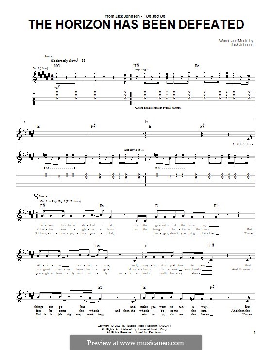 The Horizon Has Been Defeated: Für Gitarre mit Tabulatur by Jack Johnson