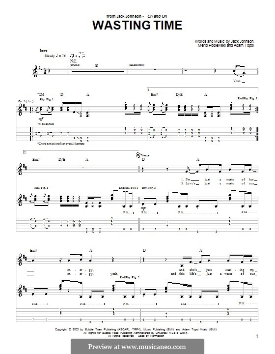 Wasting Time: Für Gitarre mit Tab by Adam Topol, Merlo Podlewski