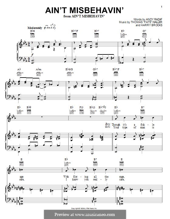 Ain't Misbehavin': Für Stimme mit Klavier oder Gitarre (Louis Armstrong) by Fats Waller, Harry Brooks