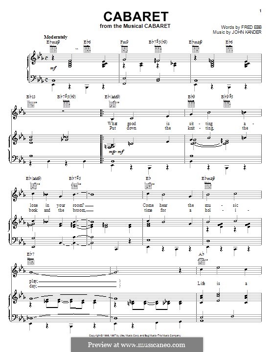 Cabaret (Liza Minnelli): Für Stimme und Klavier (oder Gitarre) by John Kander
