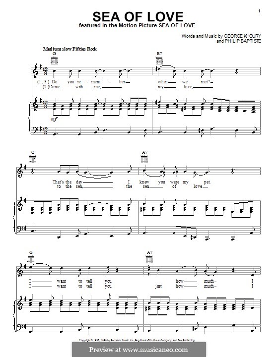 Sea of Love: Für Stimme und Klavier (oder Gitarre) by George A. Khoury, Phil Baptiste