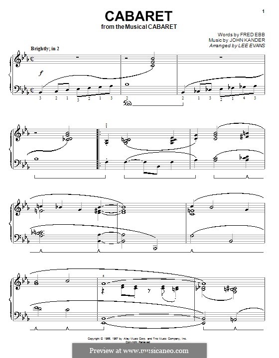 Cabaret (Liza Minnelli): Für Klavier by John Kander
