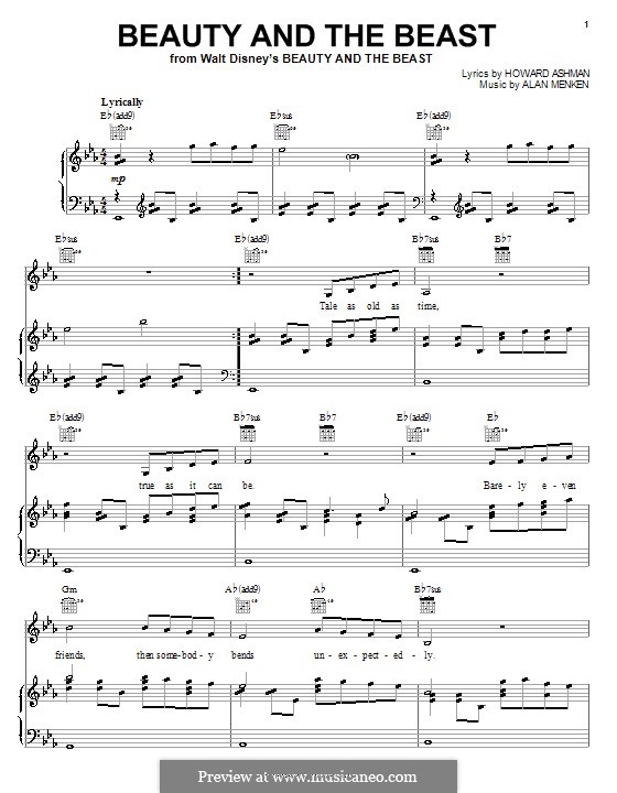 Vocal version: Für Stimme und Klavier oder Gitarre (Es-Dur) by Alan Menken