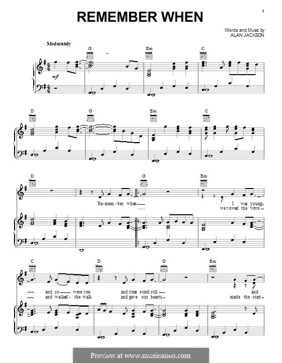 Remember When: Für Stimme und Klavier (oder Gitarre) by Alan Jackson