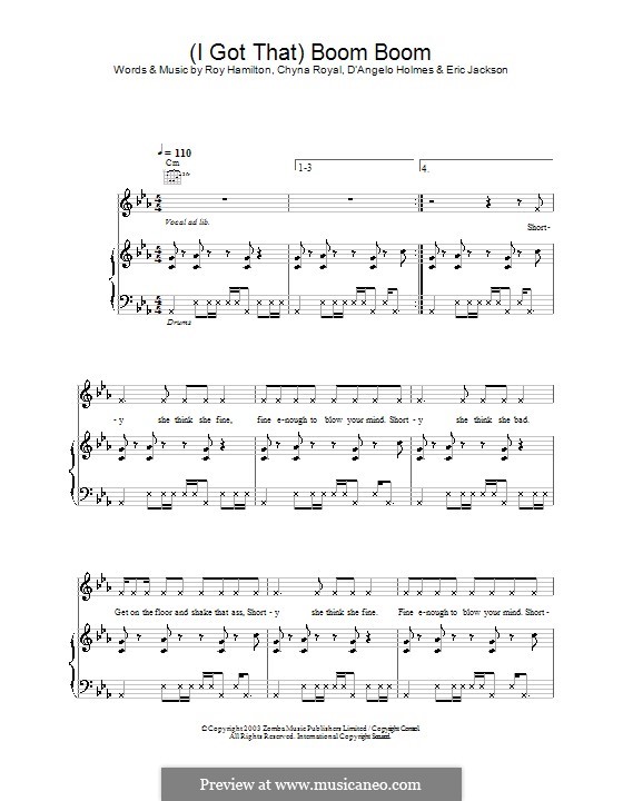 (I Got That) Boom Boom (Britney Spears): Für Stimme und Klavier (oder Gitarre) by Chyna Royal, D'Angelo Holmes, Roy Hamilton