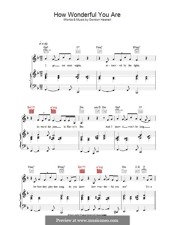 How Wonderful You Are: Für Stimme und Klavier (oder Gitarre) by Gordon Haskell