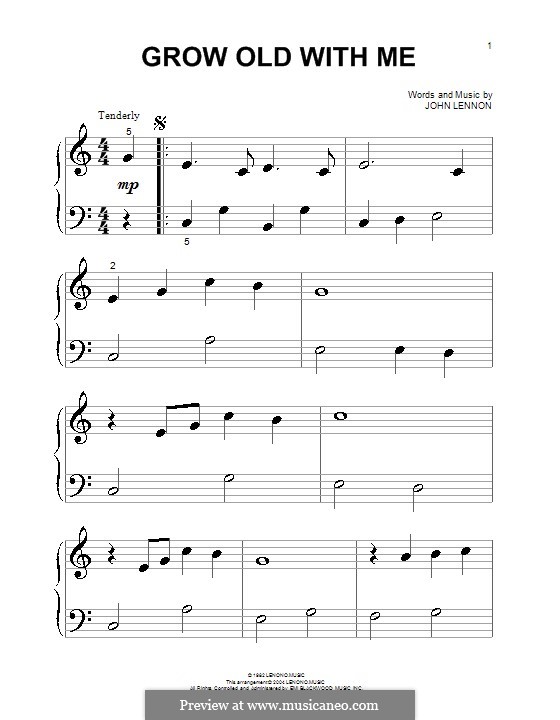 Grow Old With Me: Für Klavier (sehr leichte Fassung) by John Lennon