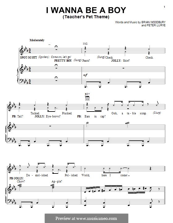 I Wanna Be a Boy (Teacher's Pet Theme): Für Stimme und Klavier (oder Gitarre) by Peter Lurye