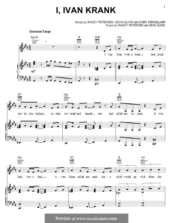 I, Ivan Krank (from Disney's Teacher's Pet): Für Stimme und Klavier (oder Gitarre) by Cheri Steinkellner, Kevin Quinn