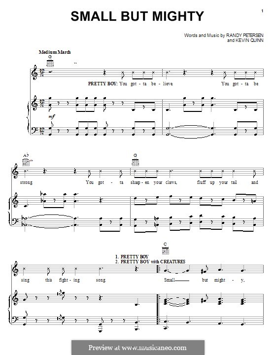 Small But Mighty (from Disney's Teacher's Pet): Für Stimme und Klavier (oder Gitarre) by Kevin Quinn