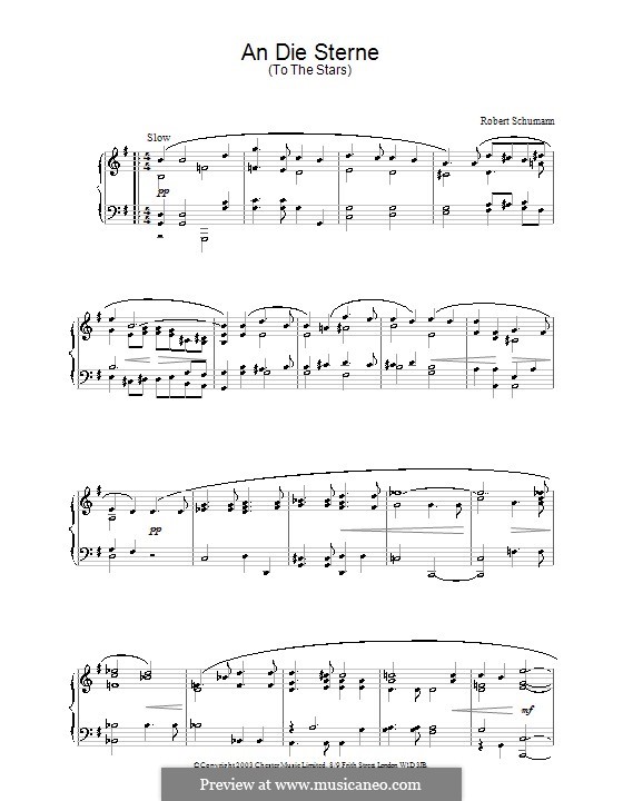Vier Gesänge, Op.141: No.1 An die Sterne, für Klavier by Robert Schumann