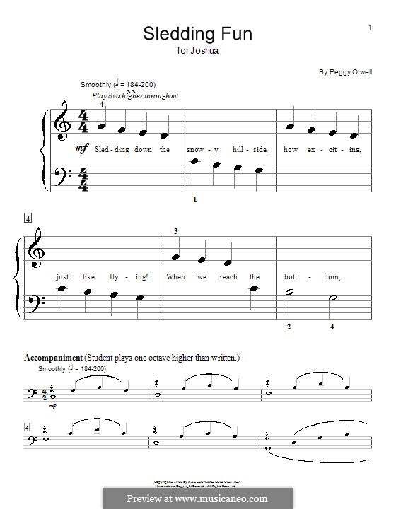 Sledding Fun: Einfache Noten für Klavier by Peggy Otwell