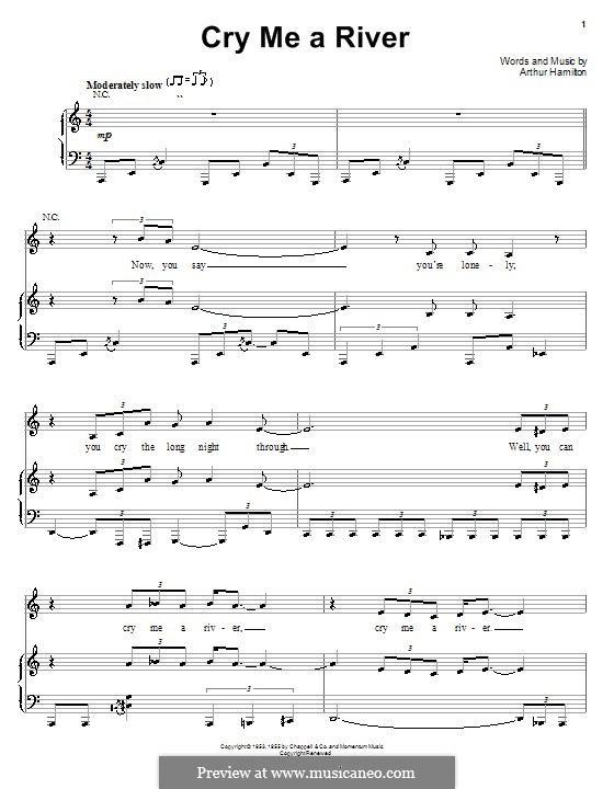 Cry Me a River: Für Stimme mit Klavier oder Gitarre (Barbra Streisand) by Arthur Hamilton