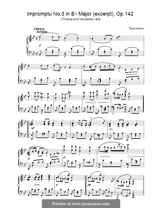 Vier Impromptus für Klavier, D.935 Op.142: Impromptu No.3 (excerpt) by Franz Schubert
